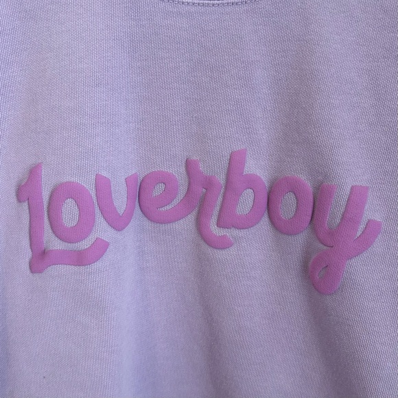 Loverboy “The Amanda” Orchid sweatshirt with Tonal Puff Paint Logo, Size Medium - Picture 6 of 6